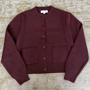 Zara Girls Burgundy Button Down Knit Sweater Cardigan